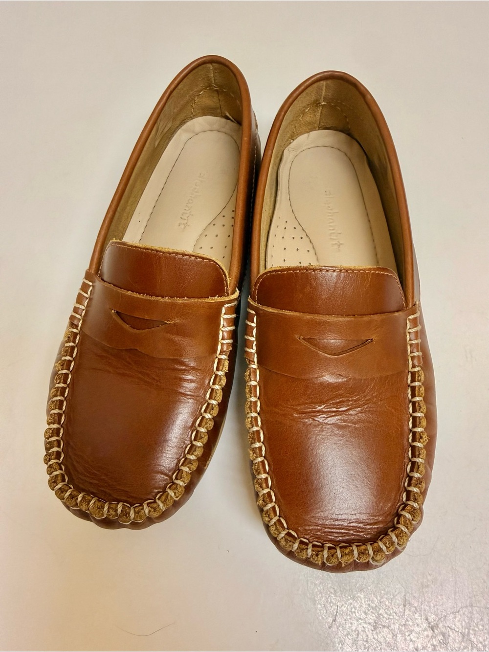 Elephantito Brown Leather Moccasin Loafers for Kids
